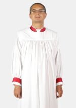 Nexora Clergys Anglican Clergy Rochet – Classic White with Red Accents - Image 2