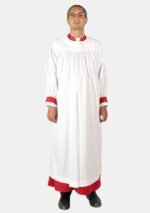 Nexora Clergys Anglican Clergy Rochet – Classic White with Red Accents