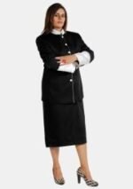Nexora Clergys Black and White Pastor Skirt Suit for Women - Image 5