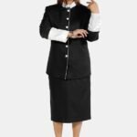 Nexora Clergys Black and White Pastor Skirt Suit for Women