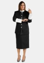 Nexora Clergys Black and White Pastor Skirt Suit for Women