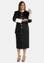 Nexora Clergys Black and White Pastor Skirt Suit for Women - Image 4