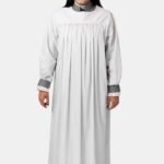 Nexora Clergys Women’s Clergy Rochet – Cardinal Grey Cuff Edition